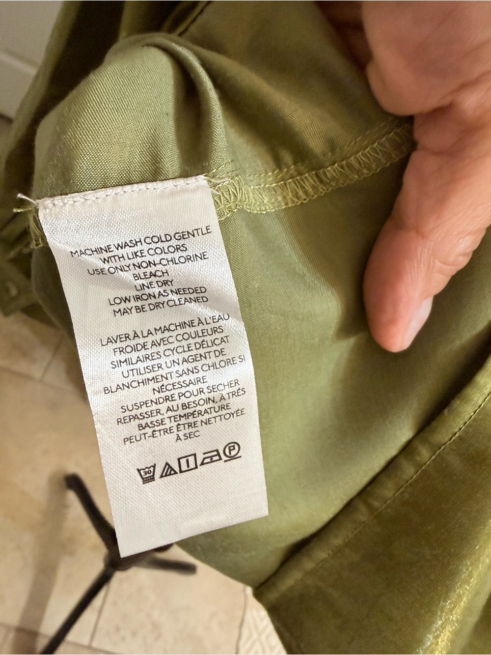 Pilcro Anthropologie Olive Green Shine Satin Blouse M - Picture 8 of 11
